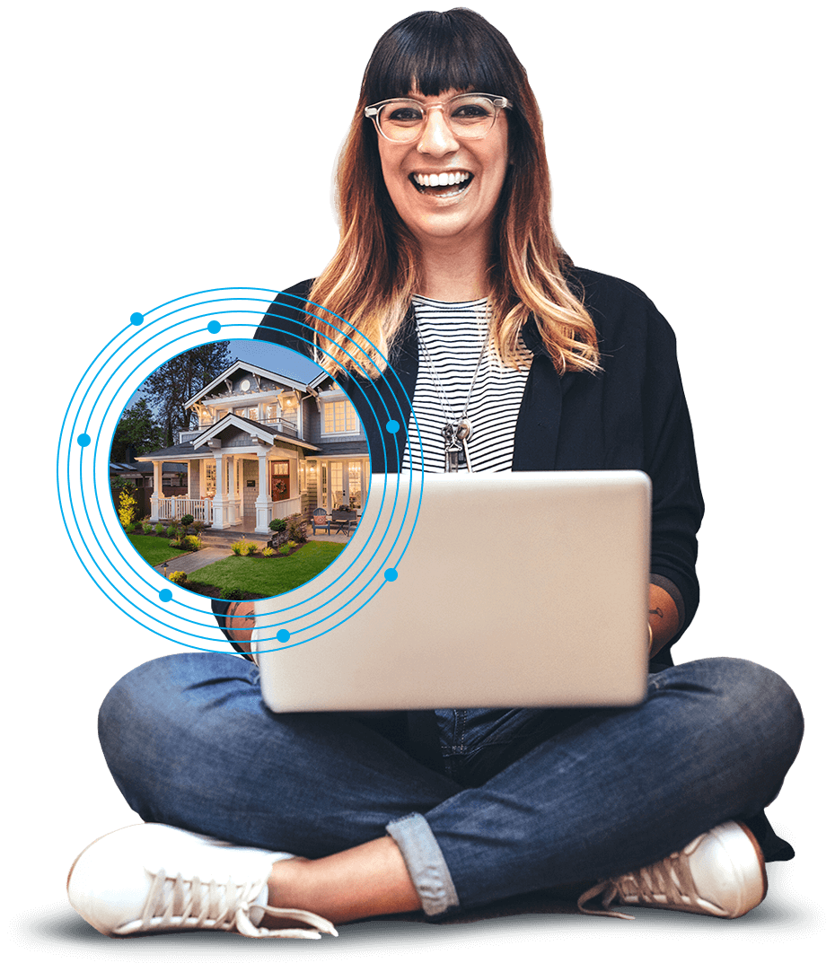 Woman reading a property report on a laptop